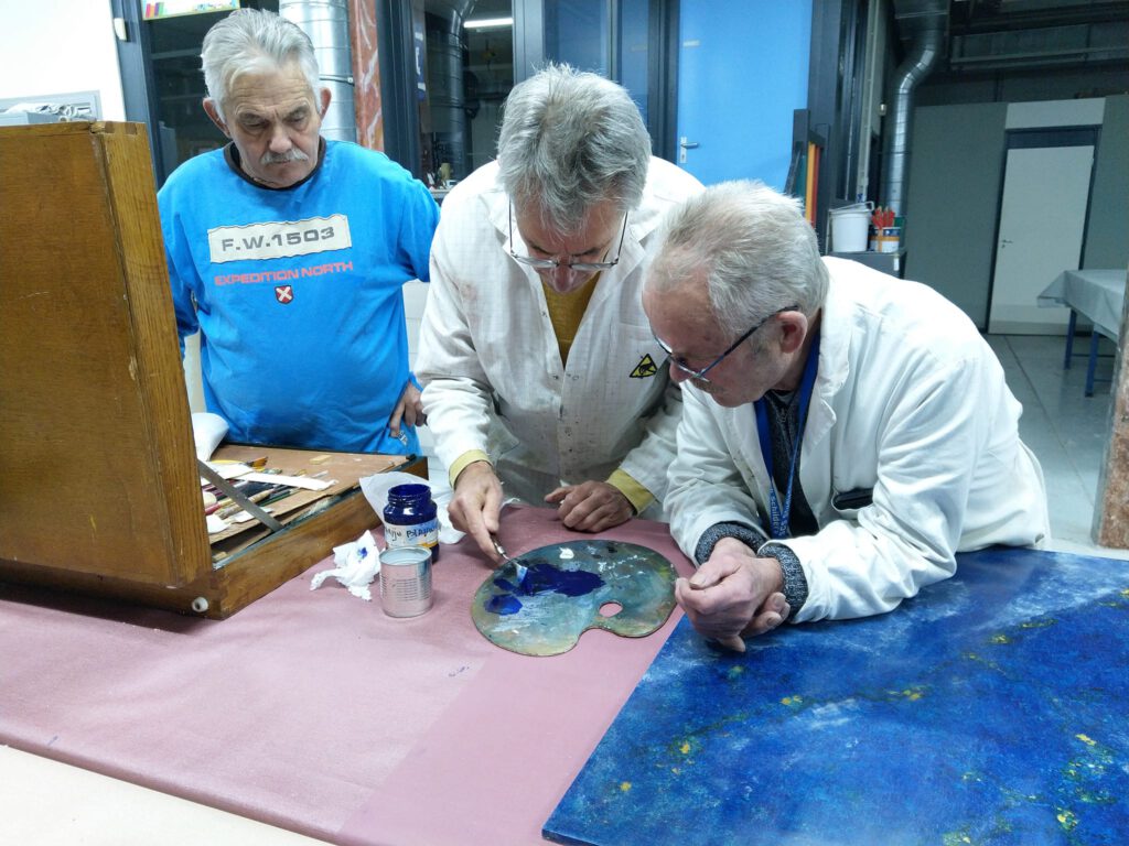 Kleuren mengen Lapis Lazulli cursus marmerimitatie SCSzob